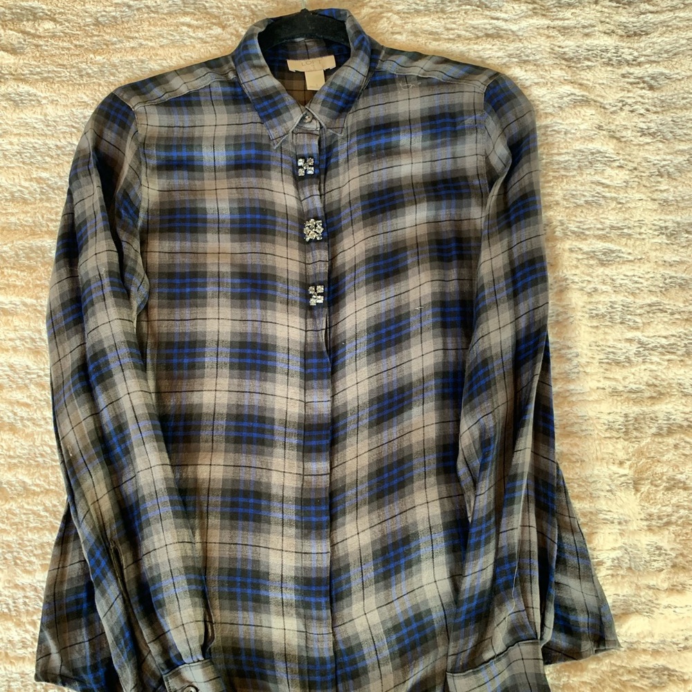 Loft plaid embellished blouse